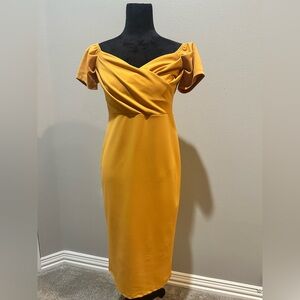 Topshop Mustard Midi Dress